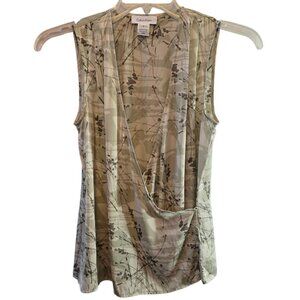 CALVIN KLEIN SILK SLEEVELESS ABSTRACT PRINT WRAP TOP SIZE 2